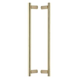 Heritage Brass Back to Back Door Pull Handle Round Bar Design 489mm Polished Brass Finish
