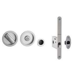Jedo Bathroom Lock C/W Circular Furniture To suit doors 35 to 38mm Satin Chrome - By Frelan Hardware - JV821SC