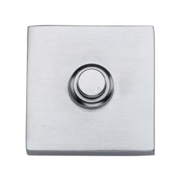 Heritage Brass Square Bell Push Satin Chrome finish