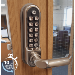 BL5001 SS ECP - Easicode Pro, Round Bar Lever Handle Keypad & Round Bar Inside Handle, Stainless Steel (SS) Finish