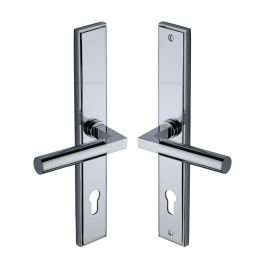 Heritage Brass Multi-Point Door Handle Lever Lock Bauhaus LH Design Polished Chrome finish