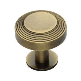 Heritage Brass Cabinet Knob Ridge Design with Rose 38mm Antique Brass finishUK Registered Design Number 6194410