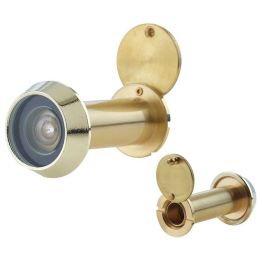 Jedo 180 Degree Door Viewers to Fit 35-55mm Doors FD30/60 C/W Intumescent Polished Brass - By Frelan Hardware - JV944PB
