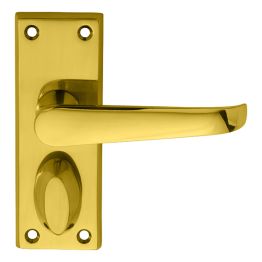 Victorian Lever On Privacy Backplate - Polished Brass