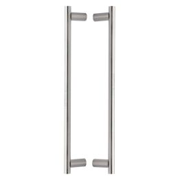 Heritage Brass Back to Back Door Pull Handle Round Bar Design 489mm Satin Nickel Finish