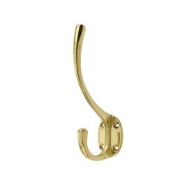 Jedo Solid Brass Hat & Coat Hook 142mm Polished Brass - By Frelan Hardware - JV60PB