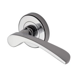 Sorrento Door Handle Lever Latch on Round Rose Arcadia Design Polished Chrome finish