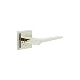 Knightsbridge Door Handle on Square Stepped Rose Polished Nickel - By Frelan Hardware - BUR20KIT163