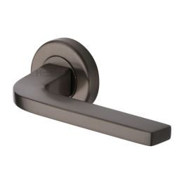 Heritage Brass Door Handle Lever on Rose Bellagio Design Matt Bronze Finish