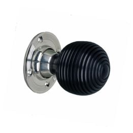Ebony Beehive Rim/Mortice Door Knob Polished Nickel