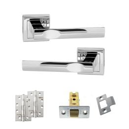 STATUS Kansas Door Handle Pack (Latch Set - 2.5" CE Latch, 4" Slim Knuckle Hinges x2) - Polished Chrome