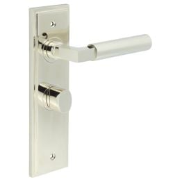 Westminster Door Handle Bathroom Backplate Polished Nickel & Turn & Release - By Frelan Hardware - BUR-30PN-453PN-81PN