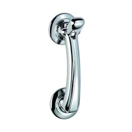 Door Knocker On Rose - Polished Chrome