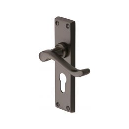 Heritage Brass Door Handle for Euro Profile Plate Bedford Design Matt Bronze finish