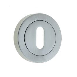 Jedo Designer Standard Keyway Escutcheons on 50mm Round Rose Satin Chrome - By Frelan Hardware - JV503SC
