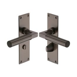 Heritage Brass Door Handle for Bathroom Bauhaus Design Matt Bronze finish