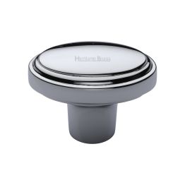 Heritage Brass Cabinet Knob Stepped Oval Design 41mm Polished Chrome finish