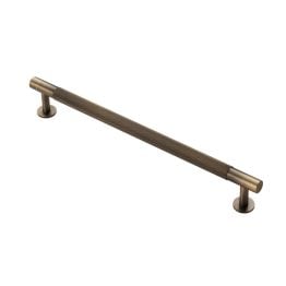 Ftd Knurled Pull Handle 224mm c/c - Antique Brass