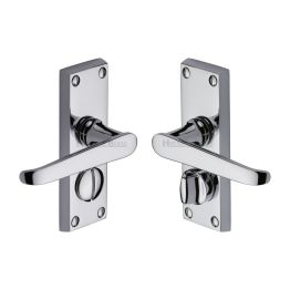 Heritage Brass Door Handle for Privacy Set Victoria Short Design Polished Chrome finish