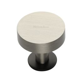Heritage Brass Cabinet Knob Disc Design with Base 32mm Matt Bronze / Satin Nickel finish