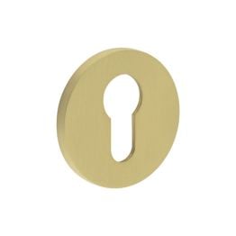 CR-S10 Satin Brass Euro Keyway Round Rose Escutcheon - By Frelan Hardware - CR-S10SB