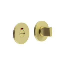 CR-802 Satin Brass Thumb Turn & Lock Round Rose w/ Indicator - By Frelan Hardware - CR-802AJ7SB