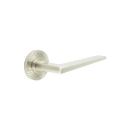 Mayfair Door Handle on Reeded Rose Satin Nickel - By Frelan Hardware - BUR10KIT316