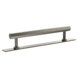 Millhouse Brass Pennington Hexagonal T-Bar Cabinet Pull Handle on Backplate 160mm - Satin Nickel