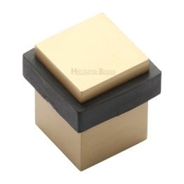Heritage Brass Door Stop Square Floor Mounted Design Satin Brass Finish