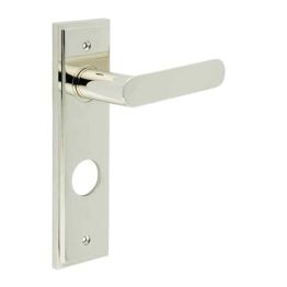 Kensington Door Handle Din Bathroom Backplate Polished Nickel - By Frelan Hardware - BUR25KIT169