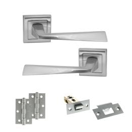 STATUS California Door Handle Pack (Latch Set - 2.5" Latch, 3" Hinges x2) - Satin Chrome