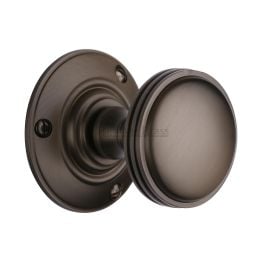 Heritage Brass Mortice Knob on Rose Richmond Design Matt Bronze finish