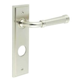 Highgate Door Handle Din Bathroom Backplate Satin Nickel - By Frelan Hardware - BUR35KIT325