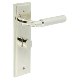 Piccadilly Door Handle Bathroom Backplate Polished Nickel & Turn & Release - By Frelan Hardware - BUR-40PN-453PN-81PN