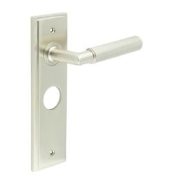 Piccadilly Door Handle Bathroom Backplate Satin Nickel - By Frelan Hardware - BUR40KIT322