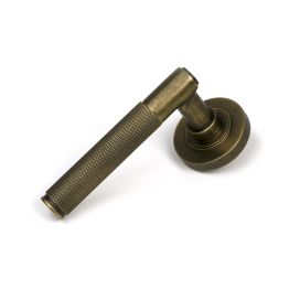Burnished Brass Brompton Lever on Rose Set (Plain) - Unsprung
