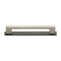 Heritage Brass Cabinet Pull Metro Design with Plate 160mm CTC Matt Bronze/Satin Nickel Finish