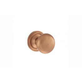 Old English Harrogate Solid Brass Mushroom Mortice Knob on Concealed Fix Rose - Urban Satin Copper