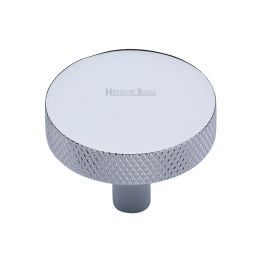 Heritage Brass Cabinet Knob Knurled Disc Design 38mm Polished Chrome finish