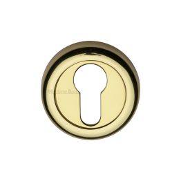 Heritage Brass Euro Profile Cylinder Escutcheon Polished Brass Finish