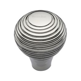 Heritage Brass Cabinet Knob Reeded Design 38mm Polished Nickel finish