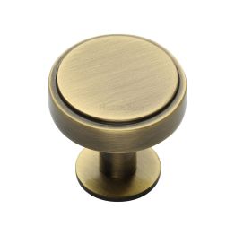 Heritage Brass Cabinet Knob Stepped Disc Design with Rose 32mm Antique Brass finish