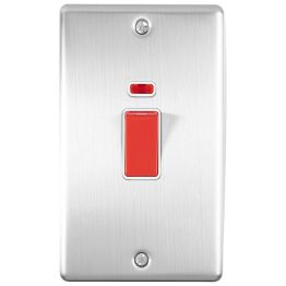 Eurolite Enhance Decorative 45Amp Switch with Neon Indicator Satin Stainless Steel