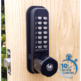 Borg BL2701 MG Pro ECP - Easicode Pro, Marine Grade Hex Knob, With Key Override (6 Pin Cylinder), Inside Paddle Handle Optional Holdback, MG Pro (Black) Finish