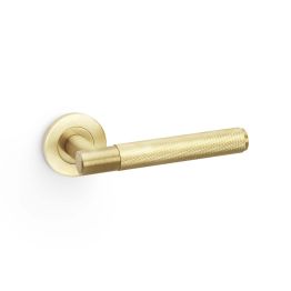 Alexander & Wilks - Spitfire Knurled Lever on Round Rose - Satin Brass PVD