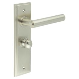 Richmond Door Handle Bathroom Backplate Satin Nickel & Turn & Release - By Frelan Hardware - BUR-45SN-453SN-80SN