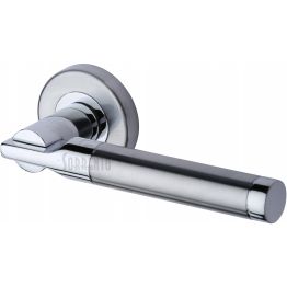 Sorrento Door Handle Lever Latch on Round Rose Salo Design Apollo Finish