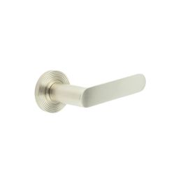 Kensington Door Handles Reeded Rose Satin Nickel - By Frelan Hardware - BUR25KIT316