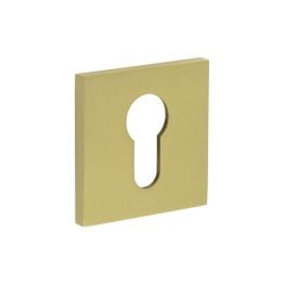 CR-T10 Satin Brass Euro Keyway Square Rose Escutcheon - By Frelan Hardware - CR-U10SB