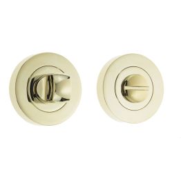 Jedo Designer Turns & Releases 50mm Round Rose no Indicator 50x10mm Brass Finish - By Frelan Hardware - JV2666PVD
